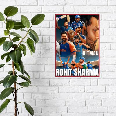 Acrylic Cricketers Player Photo Frame For India Cricket Sports Studio Cafe Wall Frame with 3D Text Gift For Cricket Player, Fans & Achievers Wall Art Decor For Bedroom, Office & Gaming Setup (Hitman)